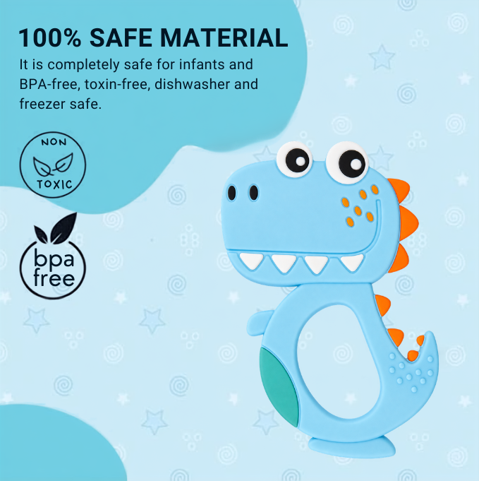 KidoThrive Dino Teether – Dinosaur-Shaped Baby Teething Toy