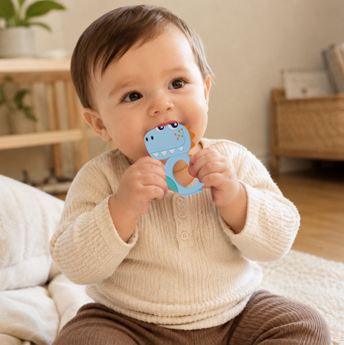 KidoThrive Dino Teether – Dinosaur-Shaped Baby Teething Toy