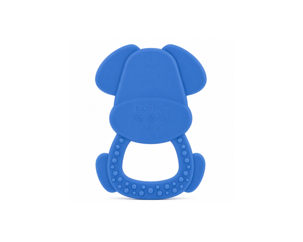 KidoThrive Puppy Teether – Blue | Textured Baby Teething Toy