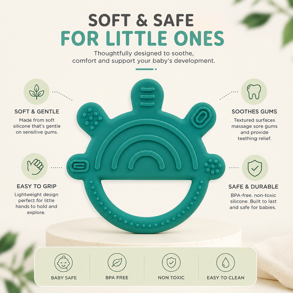 KidoThrive Rainbow Teether – Textured Silicone Baby Teething Toy