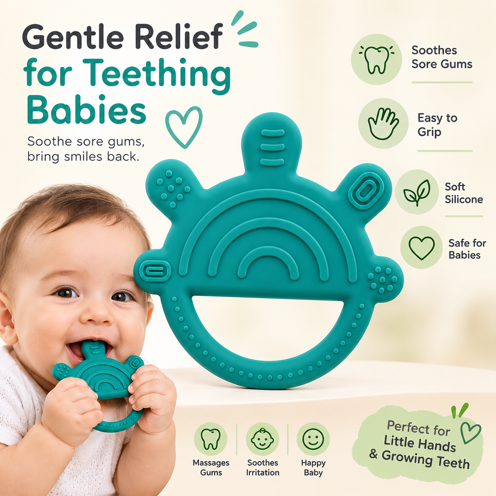 KidoThrive Rainbow Teether – Textured Silicone Baby Teething Toy